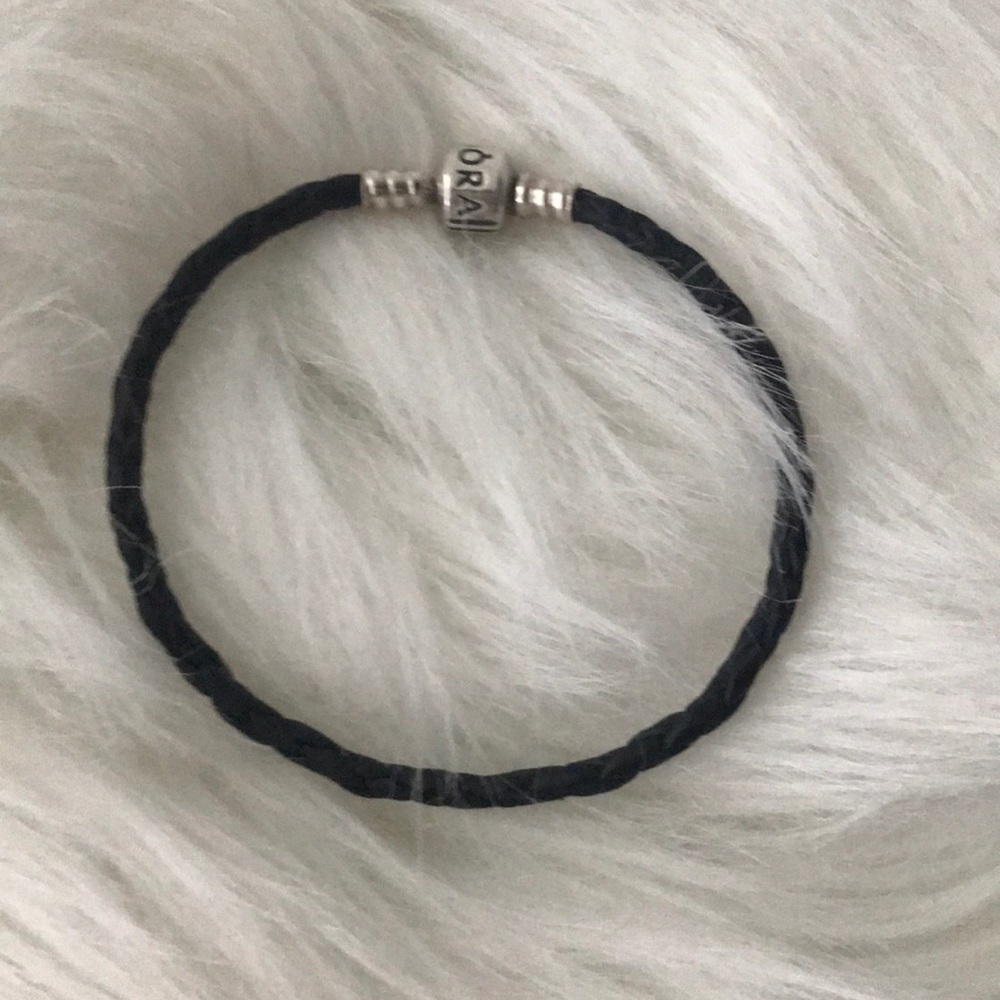 Pandora Braided Black Leather Bracelet
